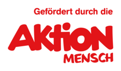 Logo rote Schrift: Aktion Mensch