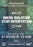 Plakat: Demo gegen Abschiebehaft in Detmold 01.09.2018