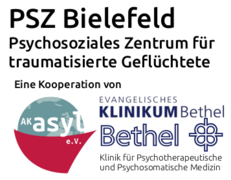 Logo PSZ Bielefeld / Eine Kooperation von EVKB & AK Asyl