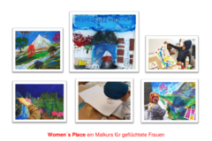 symbolische Bilder für "Women's Place" Malkurs für geflüchtete Frauen